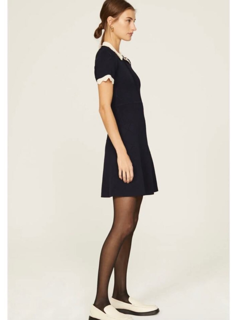 Sandro Scalloped Collar Dress Sz French 38/US 6 - Picture 2 of 14